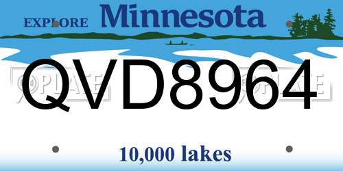 QVD8964 Minnesota License Plate