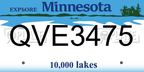 QVE3475 Minnesota License Plate