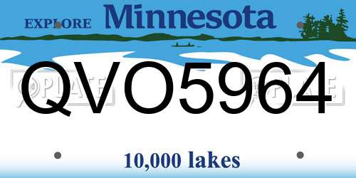 QVO5964 Minnesota License Plate