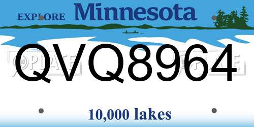QVQ8964 Minnesota License Plate