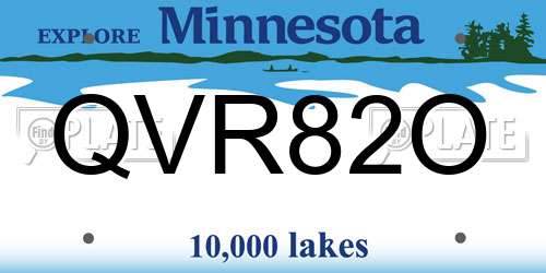 QVR82O Minnesota License Plate