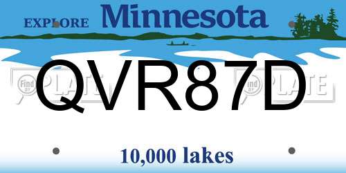 QVR87D Minnesota License Plate