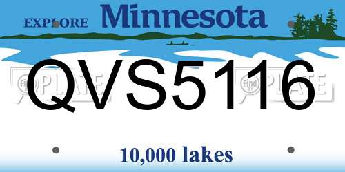 QVS5116 Minnesota License Plate