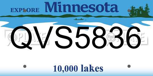 QVS5836 Minnesota License Plate