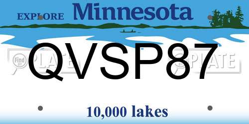 QVSP87 Minnesota License Plate