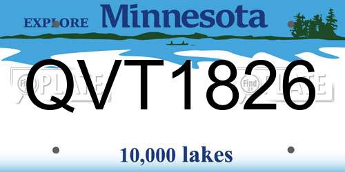 QVT1826 Minnesota License Plate