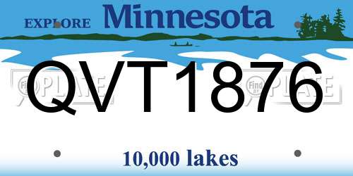 QVT1876 Minnesota License Plate