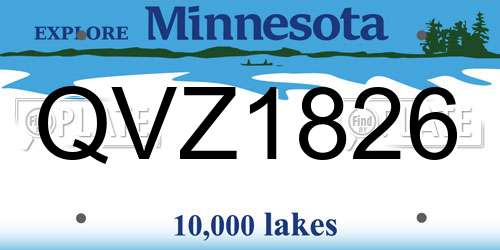 QVZ1826 Minnesota License Plate