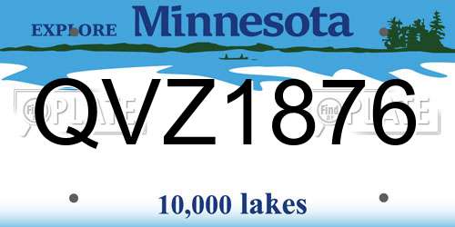 QVZ1876 Minnesota License Plate