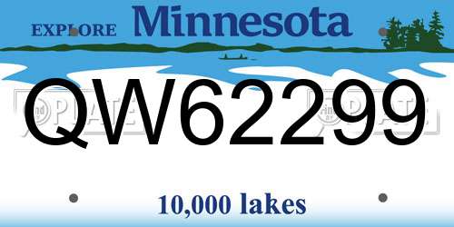 QW62299 Minnesota License Plate