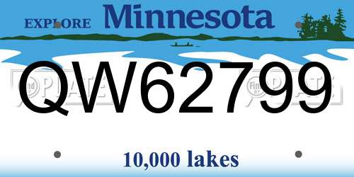 QW62799 Minnesota License Plate
