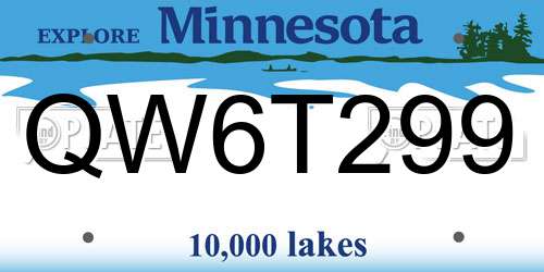 QW6T299 Minnesota License Plate