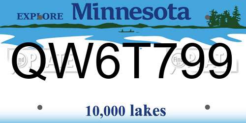 QW6T799 Minnesota License Plate