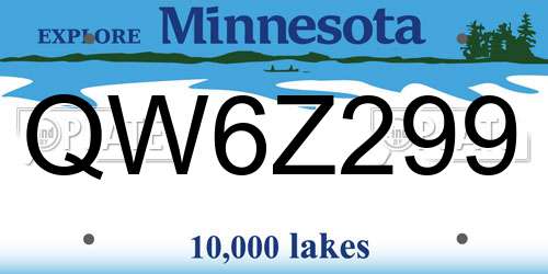 QW6Z299 Minnesota License Plate