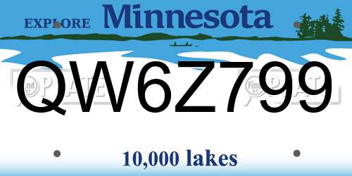 QW6Z799 Minnesota License Plate