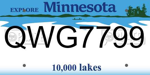 QWG7799 Minnesota License Plate