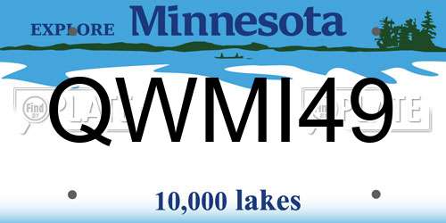 QWMI49 Minnesota License Plate