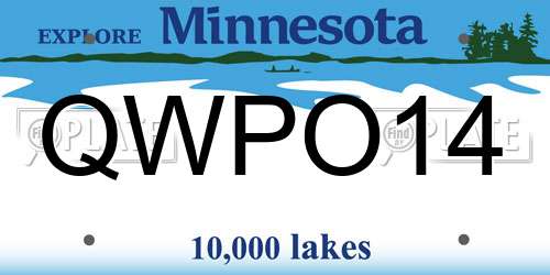 QWPO14 Minnesota License Plate