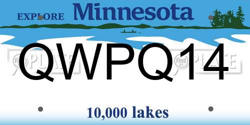 QWPQ14 Minnesota License Plate