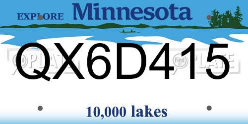 QX6D415 Minnesota License Plate