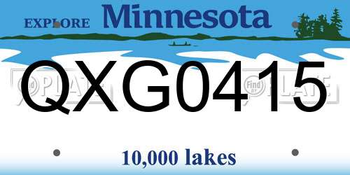 QXG0415 Minnesota License Plate