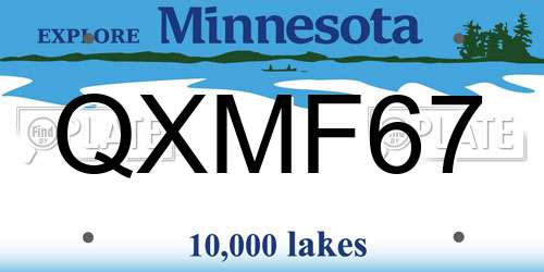QXMF67 Minnesota License Plate
