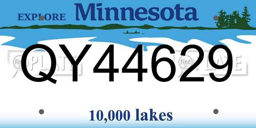 QY44629 Minnesota License Plate