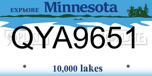 QYA9651 Minnesota License Plate