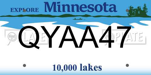 QYAA47 Minnesota License Plate