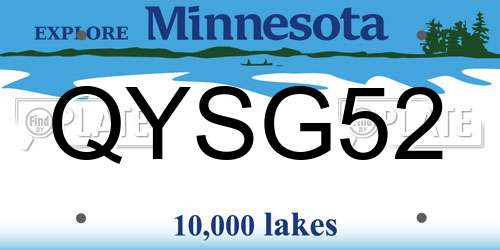 QYSG52 Minnesota License Plate