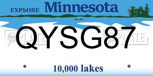 QYSG87 Minnesota License Plate