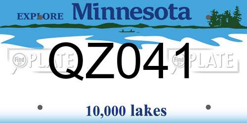 QZ041 Minnesota License Plate