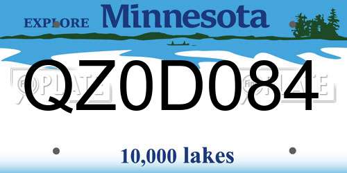 QZ0D084 Minnesota License Plate