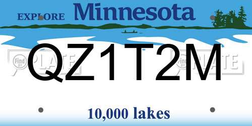 QZ1T2M Minnesota License Plate