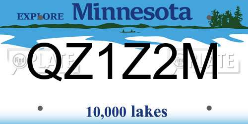 QZ1Z2M Minnesota License Plate