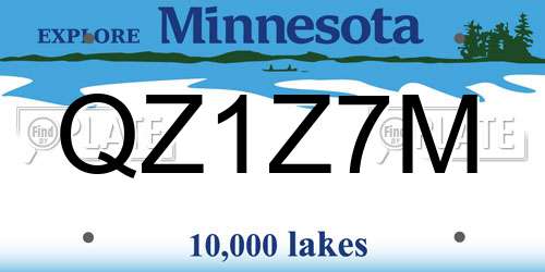 QZ1Z7M Minnesota License Plate