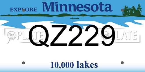 QZ229 Minnesota License Plate