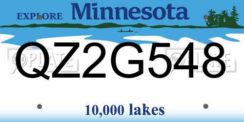 QZ2G548 Minnesota License Plate