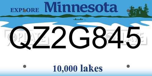 QZ2G845 Minnesota License Plate
