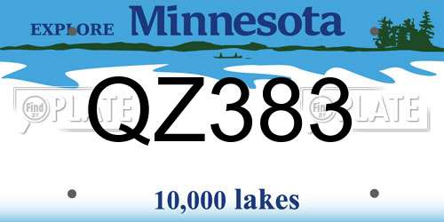 QZ383 Minnesota License Plate