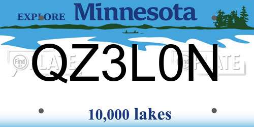 QZ3L0N Minnesota License Plate