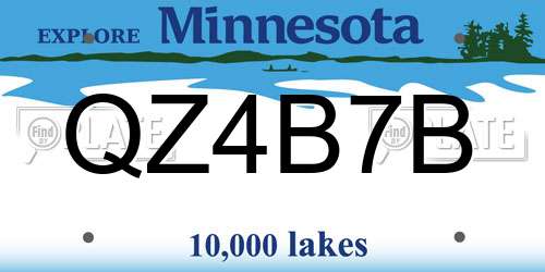 QZ4B7B Minnesota License Plate