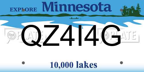 QZ4I4G Minnesota License Plate