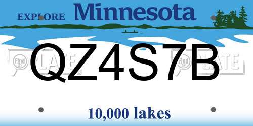 QZ4S7B Minnesota License Plate