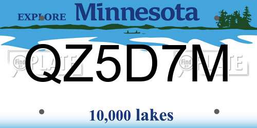 QZ5D7M Minnesota License Plate