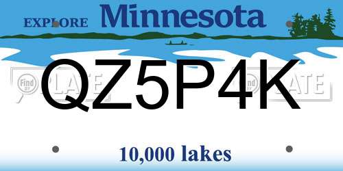 QZ5P4K Minnesota License Plate