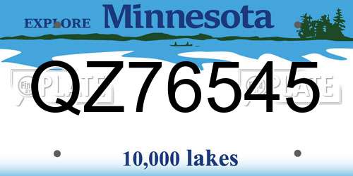 QZ76545 Minnesota License Plate