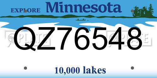 QZ76548 Minnesota License Plate