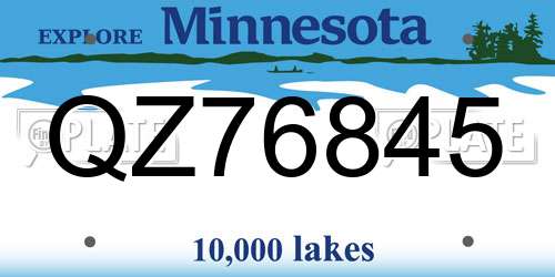 QZ76845 Minnesota License Plate