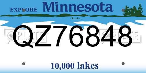 QZ76848 Minnesota License Plate